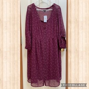 Torrid Tunic Boho dress - mauve / wine & arrow print - size 3 - new with tags!
